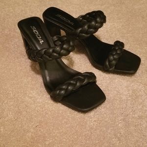 Soda Black Braided Heels